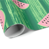 水彩ピンクと緑のスイカ模様 ラッピングペーパー (ロールコーナー)