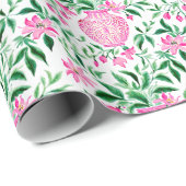 水彩ピンクと緑のフローラジンジャージャー ラッピングペーパー (ロールコーナー)