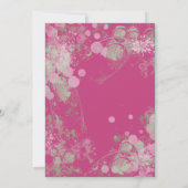 水彩ピンクと緑の植物結婚の 招待状 (裏面)