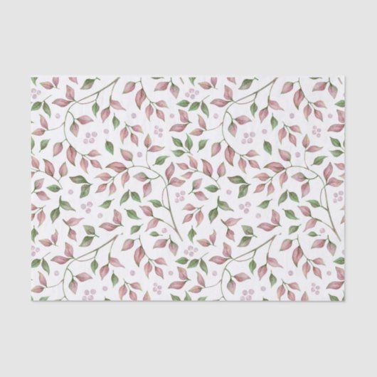 水彩ピンクと緑の離れピンクの果実 | 薄葉紙 (正面)