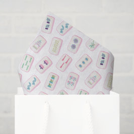 水彩ピンクと緑の麻雀タイル 薄葉紙