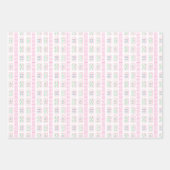 水彩ピンクと緑の麻雀 ラッピングペーパーシート (正面3)