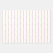 水彩ピンクと緑の麻雀 ラッピングペーパーシート (正面2)