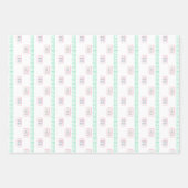 水彩ピンクと緑の麻雀 ラッピングペーパーシート (正面)