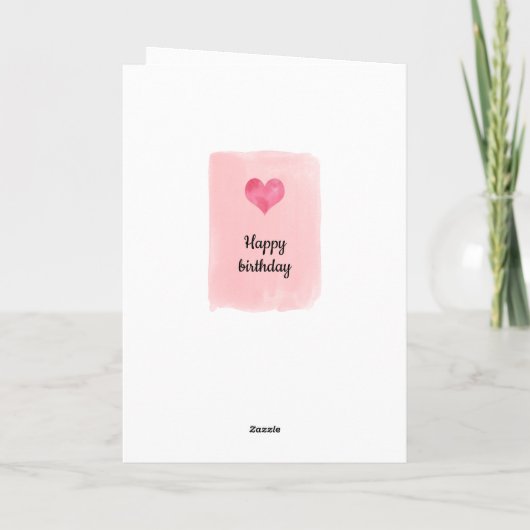 水彩ピンクと赤いハート26番目の誕生日カード カード (裏面)