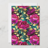 水彩ピンクと金ゴールドの花21歳の誕生日 招待状 (裏面)