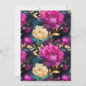 水彩ピンクと金ゴールドの花21歳の誕生日 招待状 (裏面)