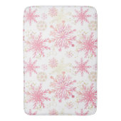 水彩ピンクと金ゴールドグリッター冬の雪片 バスマット (正面縦)