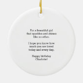 水彩ピンクと金ゴールドハート16誕生日セラム セラミックオーナメント (裏面)