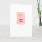 水彩ピンクと金ゴールドハート21st誕生日 カード (裏面)