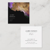 水彩ピンクと金ゴールドフォイルフェイクビジネスカード スクエア名刺 (正面/裏面)