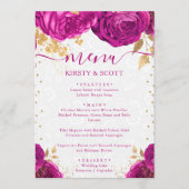 水彩ピンクと金ゴールド結婚の花 メニュー (正面)