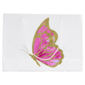 水彩ピンクと金ゴールド蝶 ラージペーパーバッグ (裏面)