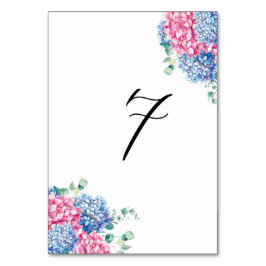 水彩ピンクと青あじさいテーブル7 テーブルナンバー