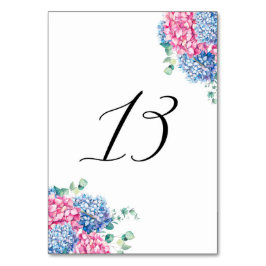 水彩ピンクと青あじさい表13 テーブルナンバー