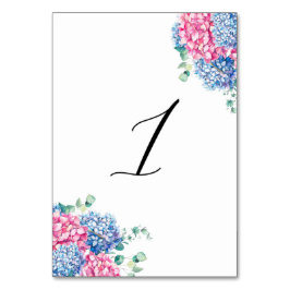水彩ピンクと青あじさい表1 テーブルナンバー