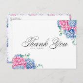 水彩ピンクと青あじさい シーズンポストカード (正面/裏面)