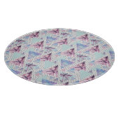 水彩ピンクと青のヤシの木のパターン カッティングボード (角)