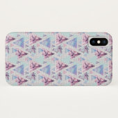 水彩ピンクと青のヤシの木のパターン Case-Mate iPhoneケース (裏面(横))