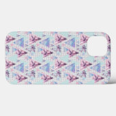 水彩ピンクと青のヤシの木のパターン Case-Mate iPhoneケース (裏面 (横))