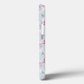 水彩ピンクと青のヤシの木のパターン Case-Mate iPhoneケース (裏面 / 左)