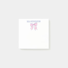 水彩ピンクと青のリボン弓 ポストイット