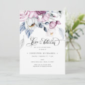 水彩ピンクと青の花のブライダルシャワー 招待状 (スタンド正面)