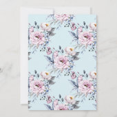 水彩ピンクと青の花のブライダルシャワー 招待状 (裏面)