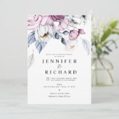 水彩ピンクと青の花リハーサルディナー 招待状 (スタンド正面)
