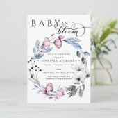 水彩ピンクと青の花赤ちゃんシャワー 招待状 (スタンド正面)