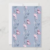 水彩ピンクと青の花赤ちゃんシャワー 招待状 (裏面)