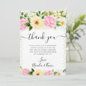 水彩ピンクと黄結婚色 サンキューカード (スタンド正面)