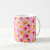 水彩ピンクと黄色のゲルベラの花柄 コーヒーマグカップ (正面右)