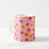 水彩ピンクと黄色のゲルベラの花柄 コーヒーマグカップ (正面左)