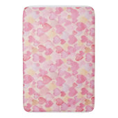 水彩ピンクと黄色のハートかわいいロマンチック バスマット (正面縦)