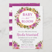 水彩ピンクと黄色のリースベビーシャワー 招待状 (正面/裏面)