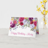 水彩ピンクと黄色の夏の花誕生日 カード (黄色い花)