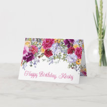 水彩ピンクと黄色の夏の花誕生日