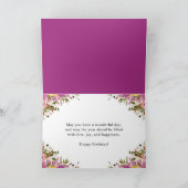 水彩ピンクと黄色の春の花誕生日 カード (内部)