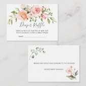 水彩ピンクのアプリコットローズ おむつくじ エンクロージャーカード (正面/裏面)