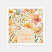 水彩ピンクのオレンジ色の野結婚花 スタンダードカクテルナプキン (正面)
