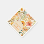 水彩ピンクのオレンジ色の野結婚花 スタンダードカクテルナプキン (角)