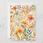 水彩ピンクのオレンジ色の野結婚花 セーブザデート (裏面)