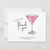 水彩ピンクのカクテル ブライダルシャワー ありがとう サンキューカード (正面)