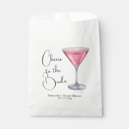 水彩ピンクのカクテル ブライダルシャワー フェイバーバッグ
