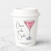 水彩ピンクのカクテル ブライダルシャワー 紙コップ (裏面)