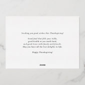 水彩ピンクのカボチャと緑の感謝祭 箔シーズンカード (裏面)