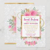 水彩ピンクのカボチャと花のスイート16 招待状 (正面/裏面)