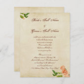 水彩ピンクのカーネーションコーナー 招待状 (正面/裏面)