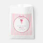 水彩ピンクのクラゲのボウガール 1歳の誕生日 フェイバーバッグ (正面)